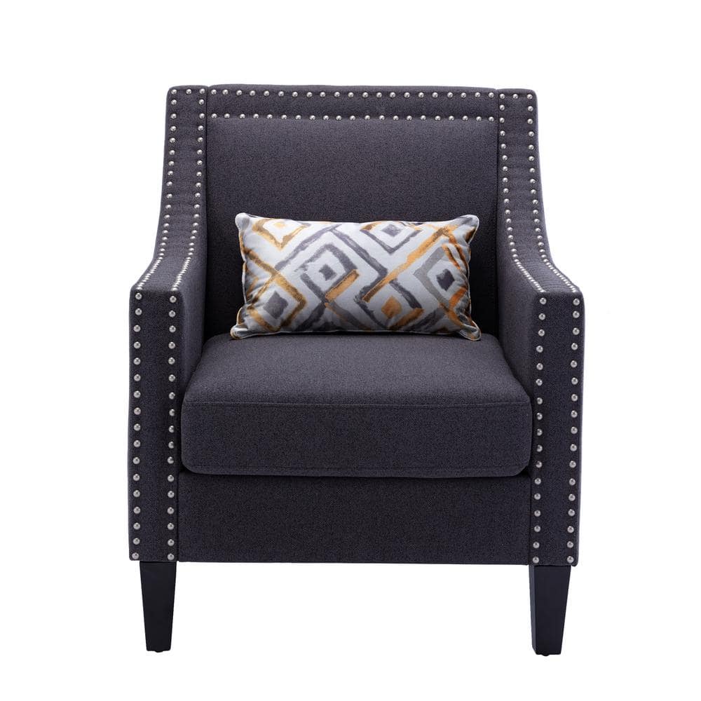 Dark Brown Leisure Single Sofa Upholstered Accent Chair with Rolled Arms  and Solid Wooden Legs FY-W162890428 - The Home Depot