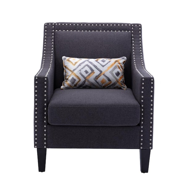 black linen accent chair