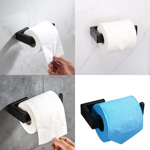 2 Pieces Bath Wall-Mount Toiler Paper Holder Non-Slip Tissue Holder in Matte Black