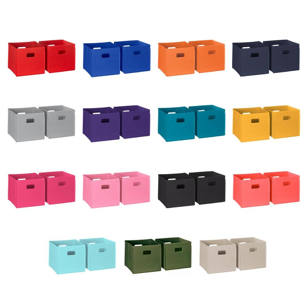 Blue Collapsible Plastic Cube Storage Bins with Handles - Set of 2