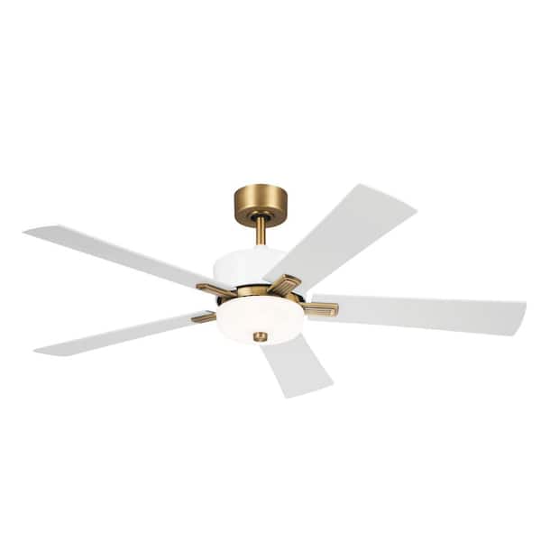KICHLER Icon 56 in. Indoor White Downrod Mount Ceiling Fan with Integrated LED with Remote Control