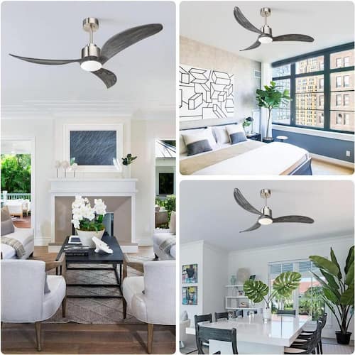 52 in. Smart Indoor Ceiling Fan Brushed Nickel with Dimmable LED Reversible DC Motor Remote and Downrod Various Sizes Ceiling Fans