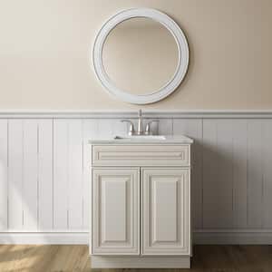 24 in. W x 21 in. D x 34.5 in. H in Cameo White Plywood Ready to Assemble Vanity Base Kitchen Cabinet.