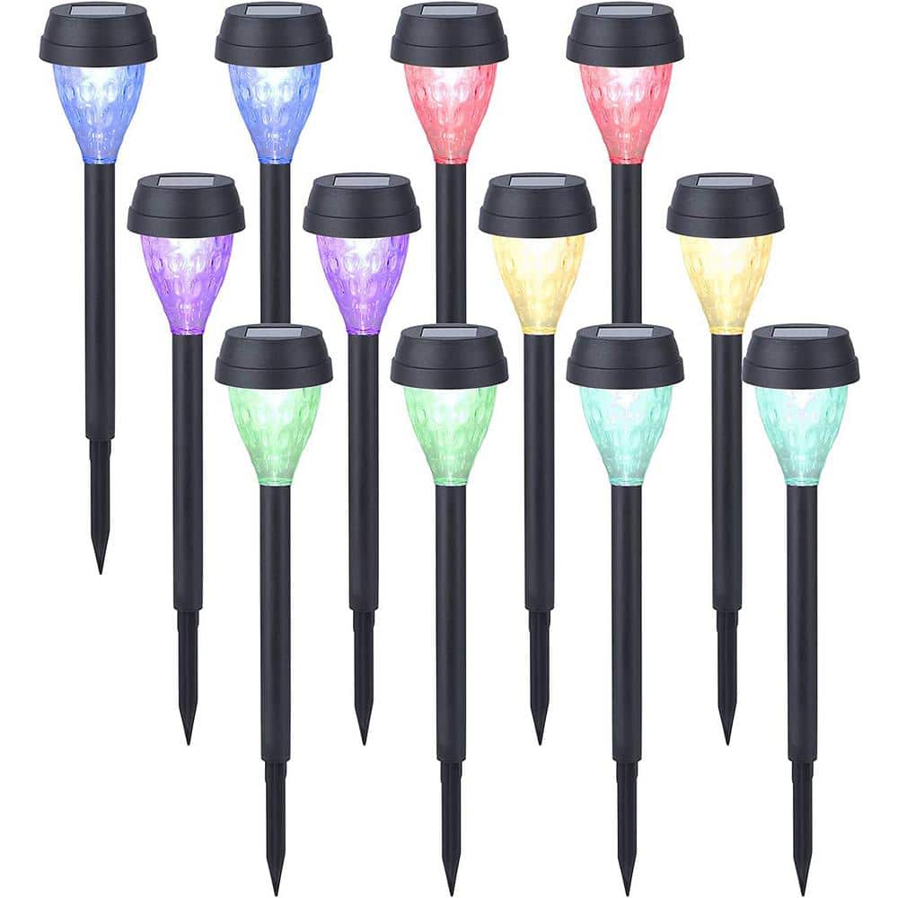 12 Pack Solar Pathway Lights, Color Changing Outdoor Waterproof Garden Ligh