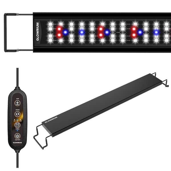 12-17 in. Black Indoor LED Grow Light for Aquariums with Full Spectrum 5000K Color Temperature and Timer Function