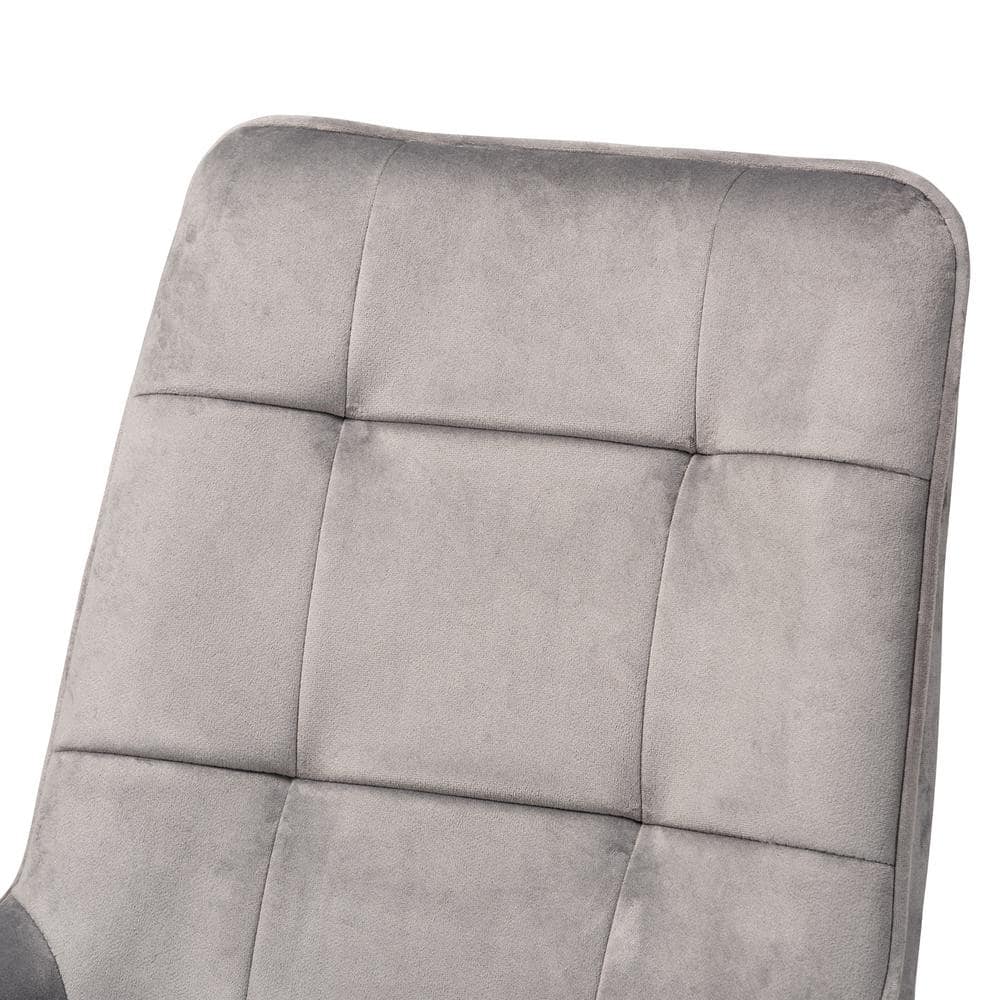Gavino Grey Velvet and Gold Metal Dining Chair Set