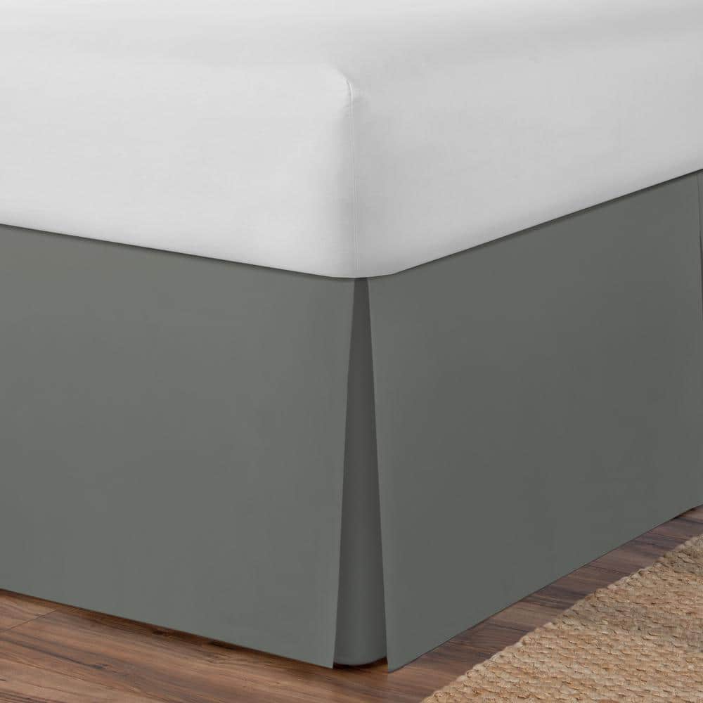 Twin Silver Polyester 21" Drop Length Bed Skirt
