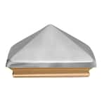 Miterless 6 in. x 6 in. Untreated Wood Slip Over Fence Post Cap with Stainless Steel Pyramid