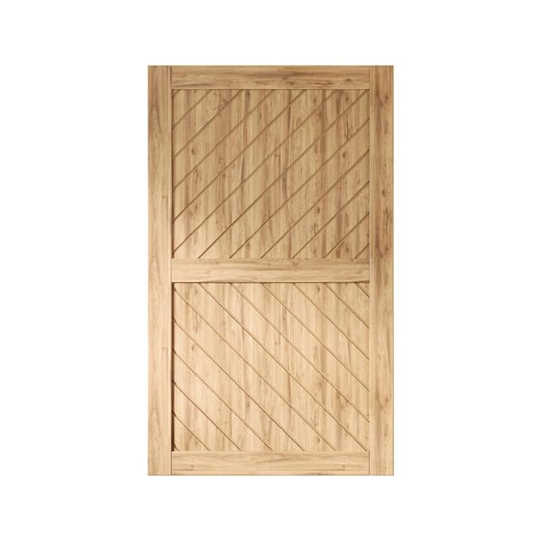 HOMACER XT3 42 in. x 80 in. C-Panel Solid Core Unfinished Slanted Stripe Design Pine Wood Interior Sliding Barn Door Slab