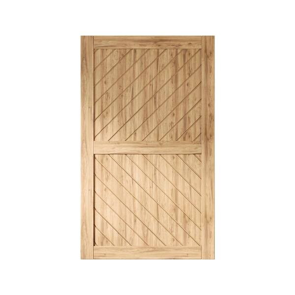 HOMACER XT3 50 in. x 80 in. C-Panel Solid Core Unfinished Slanted Stripe Design Pine Wood Interior Sliding Barn Door Slab