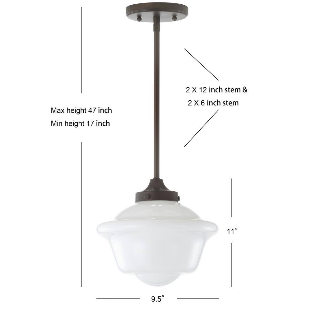 Kurtz 9.5" Oil Rubbed Bronze Adjustable Schoolhouse LED Pendant