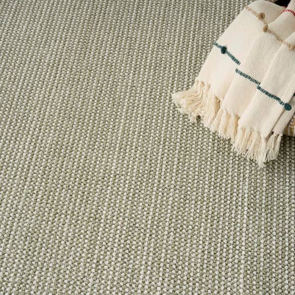 Textured Home Ivory Green 5 ft. x 7 ft. All-over design Contemporary Area Rug