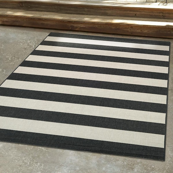 Black and White Stripe Rug Indoor/outdoor Rug Door Mat Layering Rug Porch  Decor Large Accent Rug Boho Decor 