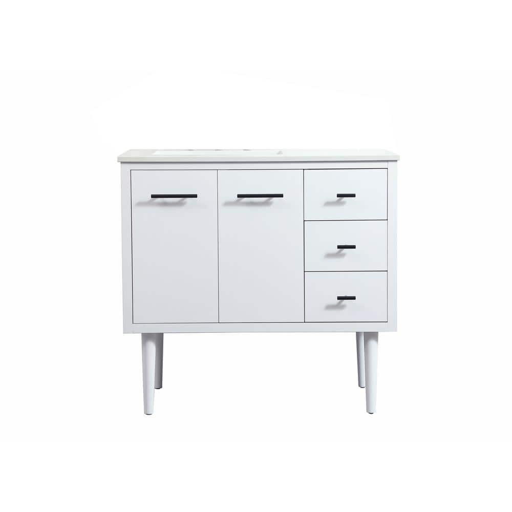 Simply Living 36 in. W x 22 in. D x 33.5 in. H Bath Vanity in White with Iv