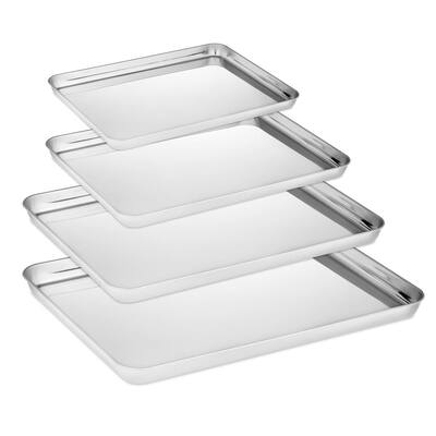 4-Piece Stainless Steel Non-Stick Baking Tray Set