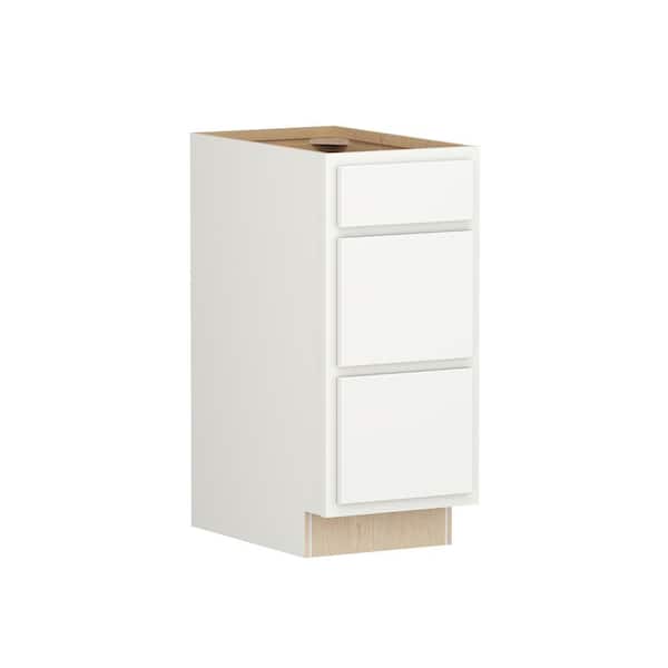 SIMPLY WOODMARK PRO Shaker Partial Overlay 15 in. W x 24 in. D x 34.5 in. H Plywood Assembled Drawer Base Kitchen Cabinet in Linen White
