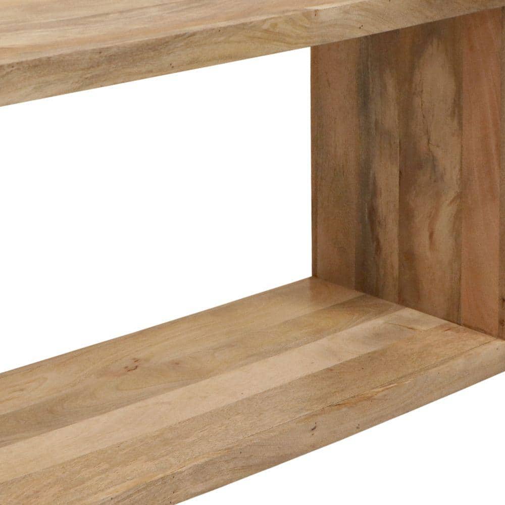 Natural Brown Mango Wood 52" Console Table with Storage Shelf