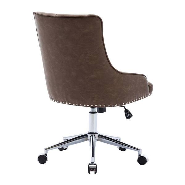 brown leather office chair without arms