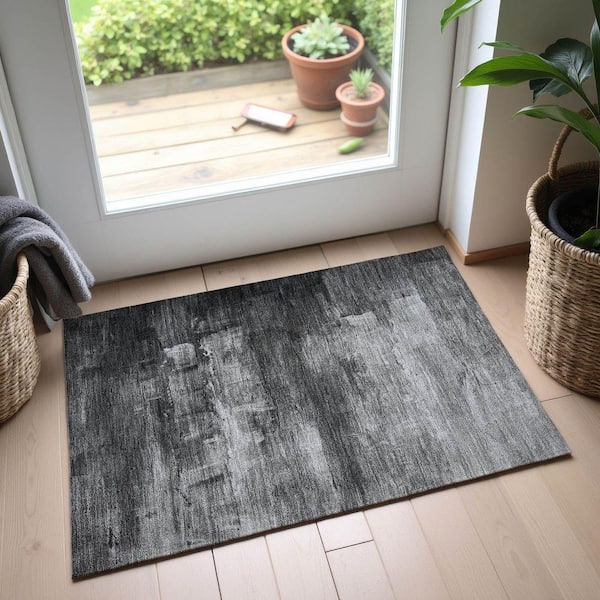 Mayfield Premium Machine Washable Abstract AMF1473 Gray 2 ft. x 3 ft. Area Rug