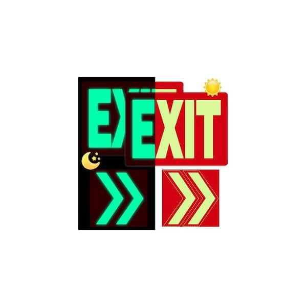 EXITサイン 10 in. x 7 in. Photoluminescent Vinyl Exit Sign with