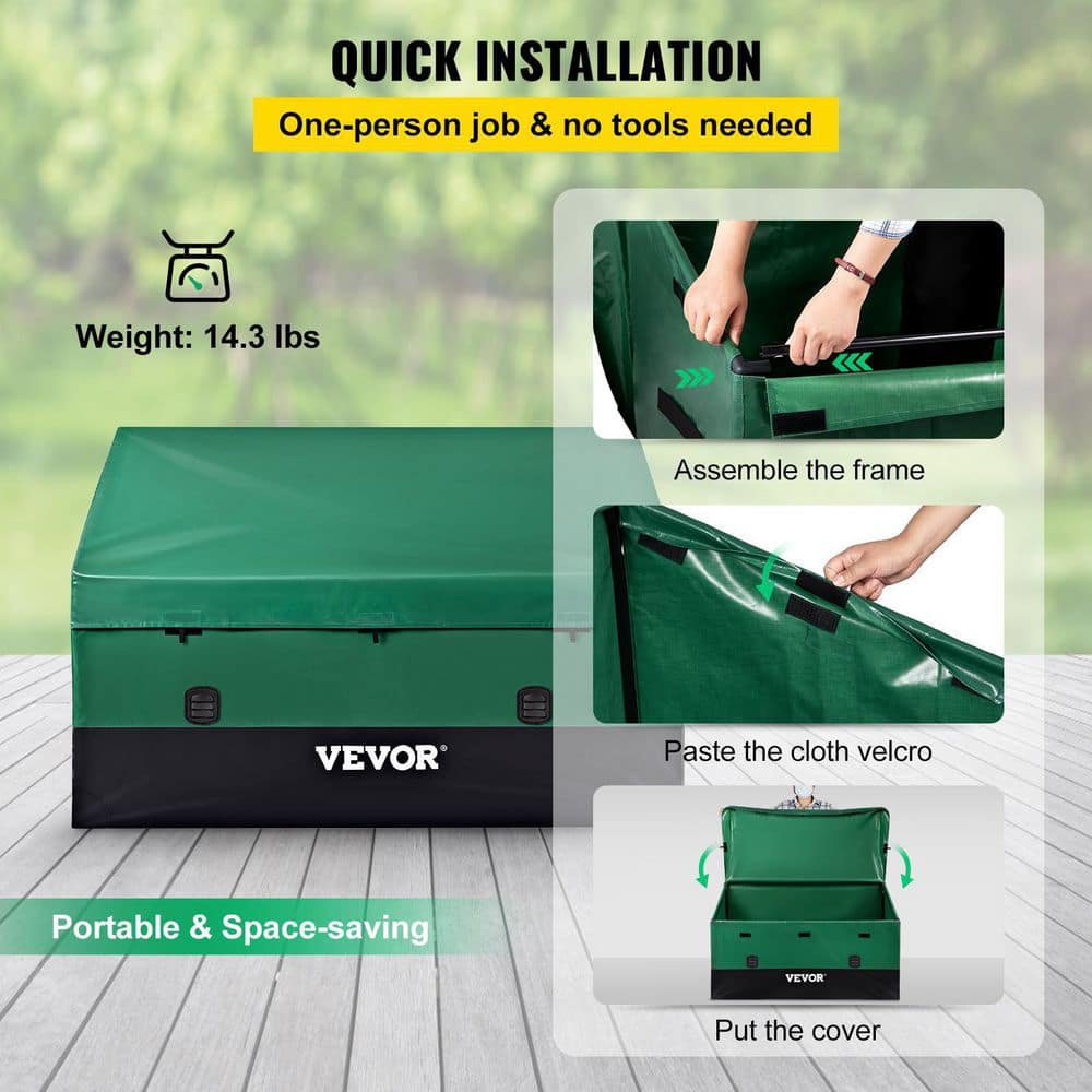 Green and Black Polyethylene Plastic Deck Box with Galvanized Frame