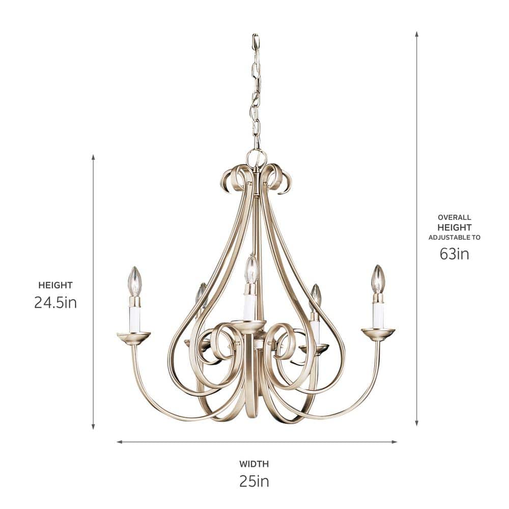 Dover 25" Brushed Nickel 5-Light Candle-Style Chandelier
