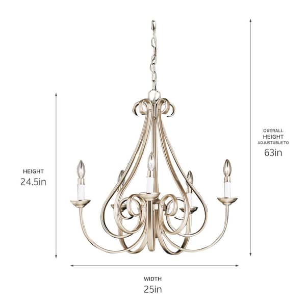 Kichler Dover 5-Light Brushed Nickel Transitional Chandelier