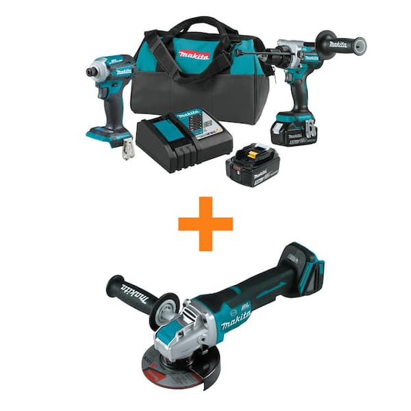 18V LXT Li-ion Brushless 2-pc Combo Kit 5.0Ah with bonus 18V LXT Brushless 4-1/2 / 5 in. Paddle X-LOCK Angle Grinder
