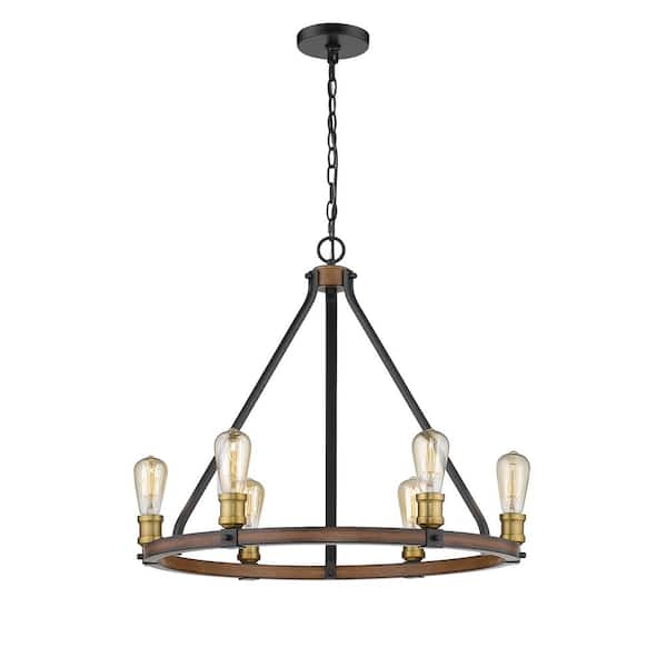 Unbranded Kirkland 6-Light Rustic Mahogany Chandelier with No Shade