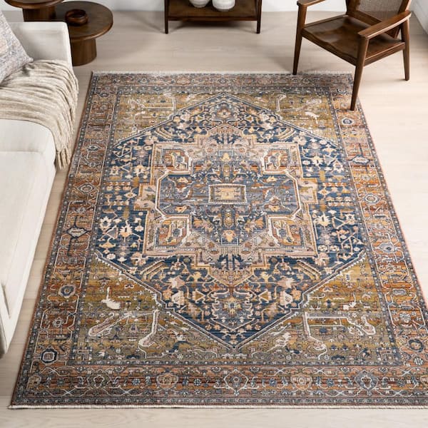 nuLOOM Ehtel Medallion Fringe Rust 7 ft. 10 in. Square Rug