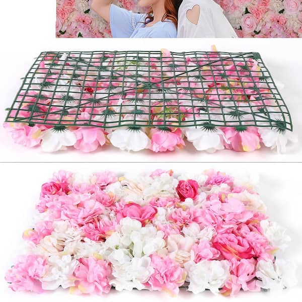 YIYIBYUS 8-Piece Silk Artificial Rose Flower Wall Panels DIY Background  Decoration for Garden Wedding Decor OT-ZJGJ-4046 - The Home Depot