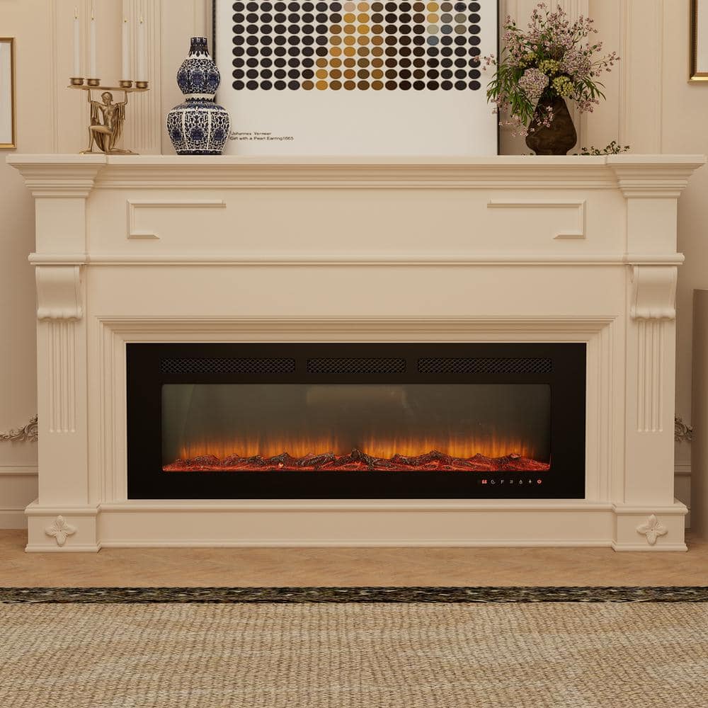 Flame 50 in. Wall-Mounted Automatic Constant Temperature Electric Fireplace Insert -  Clihome, EF50R