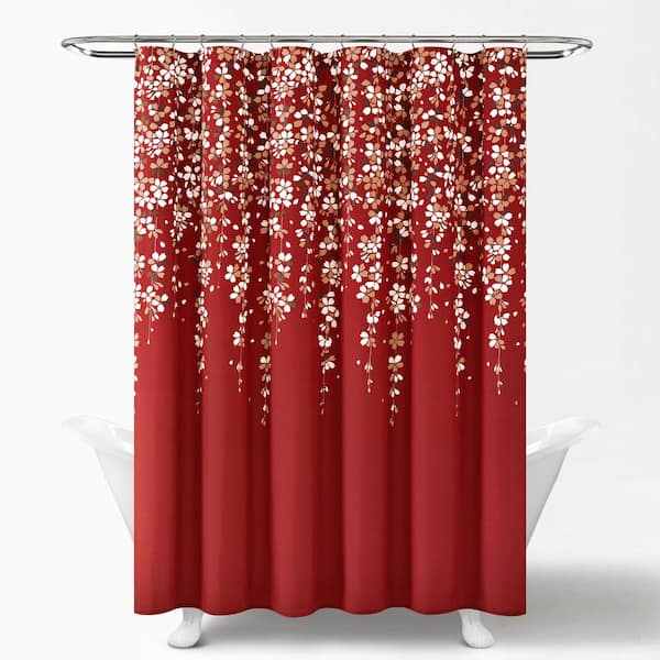 Lush Decor 72 In X Red Single, Flower Shower Curtains