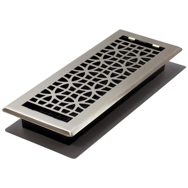 Decor Grates Eclipse 12 in. x 4 in. Floor Register in Brushed Nickel