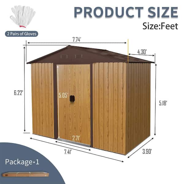 8 ft. W x 4 ft. D Metal Shed with Double Door (32 sq. ft.)