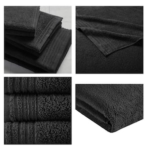 Big Bundle 12-Piece Black 100% Cotton Bath Towel Set