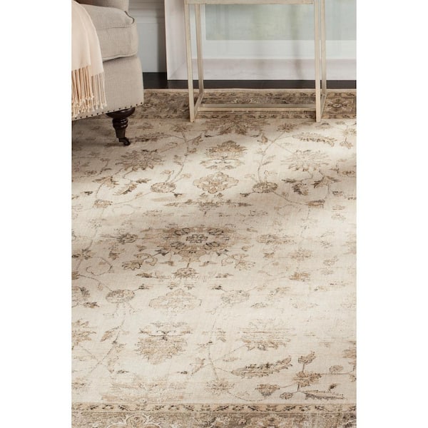 Vintage Stone/Mouse 2 ft. x 6 ft. Border Runner Rug