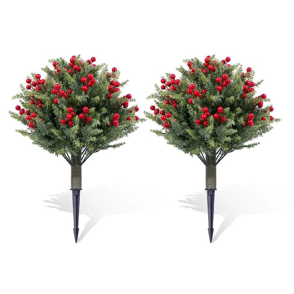 Gravee 13.39 cm 2-Pack Artificial Topiary Trees - Metal Spike Base