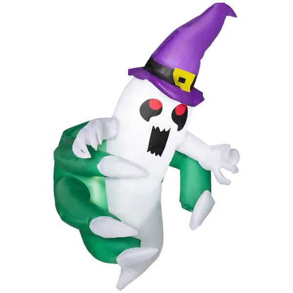 ANGELES HOME 4 ft. Halloween Inflatable Lighted Ghost in Hat