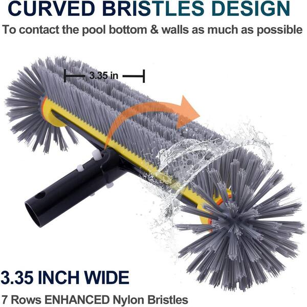 Pool Brush Head For Cleaning Pool Walls – Curved Ends, Large Size