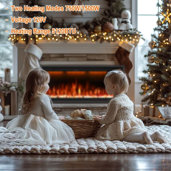 Delandgrand 42 in. Smart Electric Fireplace Insert ，Recessed