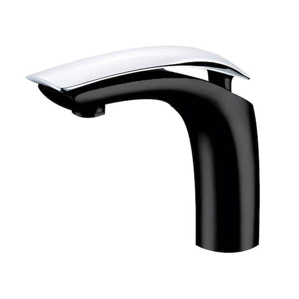HOMLUX Single Handle Single Hole Bathroom Faucet with Drain Kit Included in Matte Black Black/Chrome