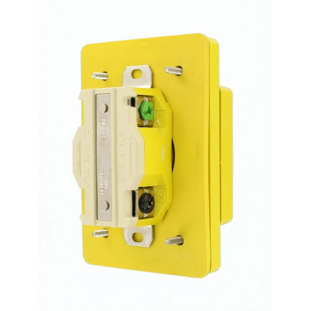 Yellow Thermoplastic Industrial Grade Watertight Outlet with Cover