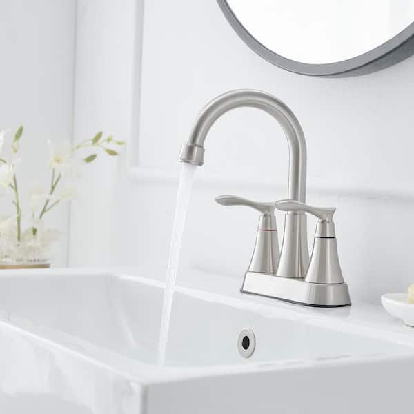 4 in. Centerset 2-Handle High-Arc Bathroom Faucet in Brushed Nickel