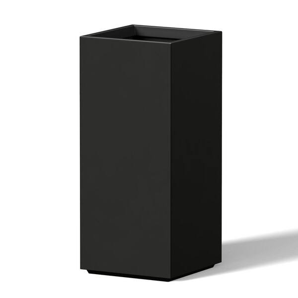 9 in. Small Charcoal Black (Enhanced Interior) Concrete Round Planter / Pot with Drainage Holes