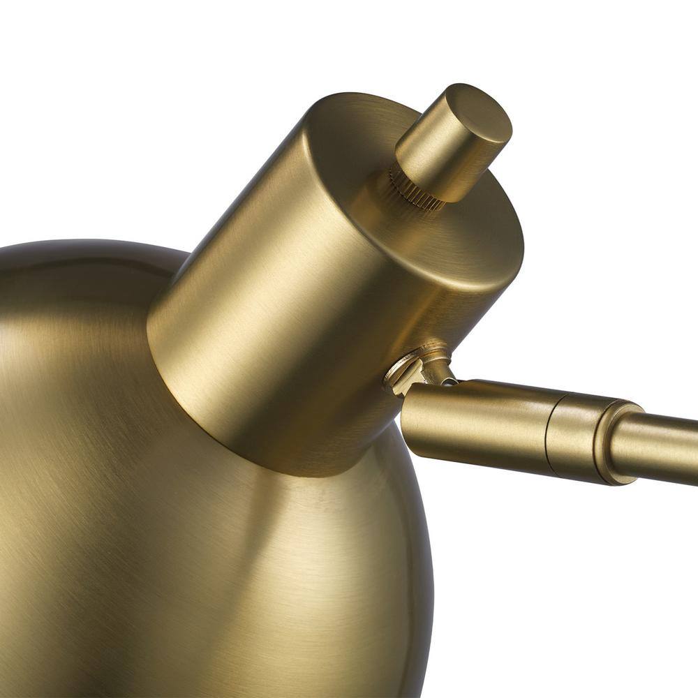 Matte Black Adjustable Desk Lamp with Brass Shade