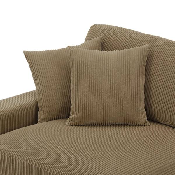 Uixe Camel Corduroy Polyester Left Arm Facing Sectional