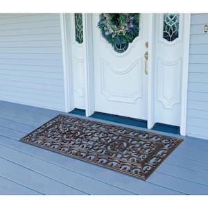 A1HC First Impression Elegant Copper Paisley 18 in. x 48 in. Rubber Grill Double Door Mat