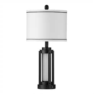 Tatyanna 26 in. Black Metal Table Lamp Set with USB and Type-C Ports, Built-in-Outlet