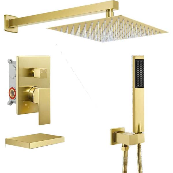 Unbranded Roxy 13.4 in. W 3 Jet Shower Tower in Brushed Gold 16GS-36143